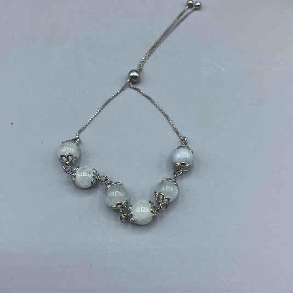 Sterling silver beaded adjustable bracelet New In Box